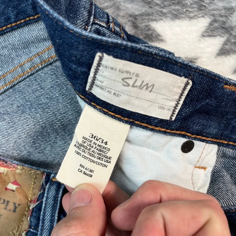 Denim & Supply Ralph Lauren Slim Fit Jeans Blue Medium Wash 36x34 Mens Cotton